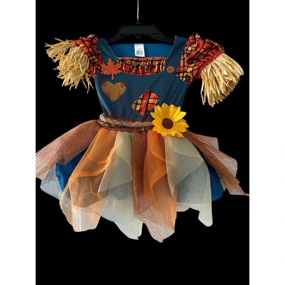 Girls‎ Scarecrow Costume Tutu Skirt Sz 2T Halloween Thanksgiving Fall Pumpkin 2
